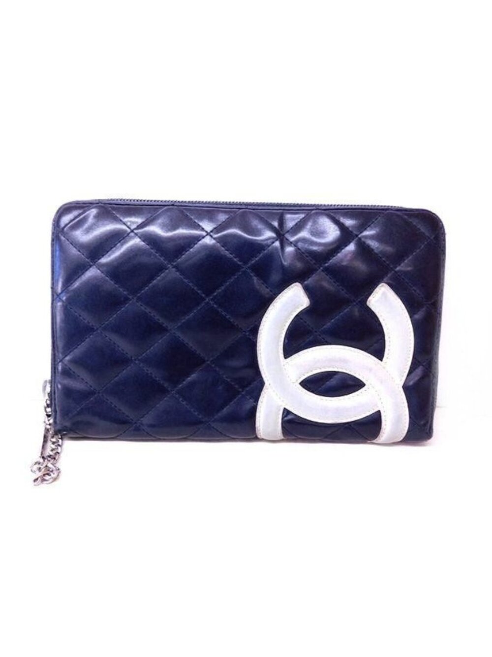 Chanel Cambon Line Wallet Lambskin Black Quilted CC Logo Zip Around